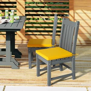 FadingFree (Set of 4) Outdoor Dining Square Patio Chair Seat Cushions with Ties, 16.5 in. x 15.5 in. x 1.5 in., Yellow