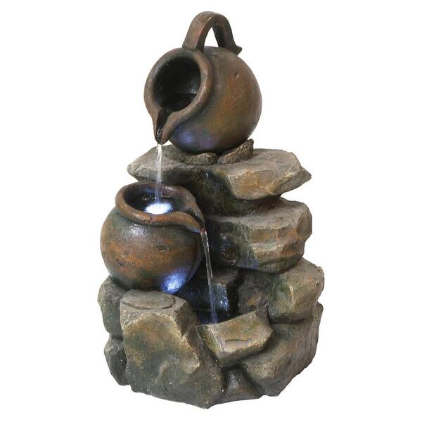 Design Toscano LaTaverna Cascading Urns Stone Bonded Resin Illuminated ...