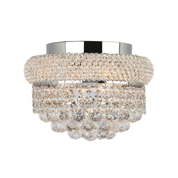 Worldwide Lighting Empire Collection 4-Light Chrome and Clear Crystal Flush Mount