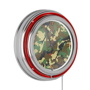 Hunt Red Camo Lighted Analog Neon Clock