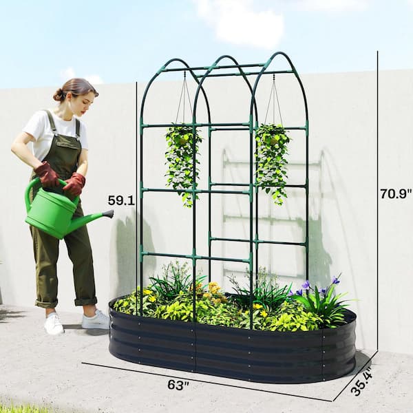 Outsunny 63 in. x 35.4 in. Dark Gray Galvanized Metal Outdoor