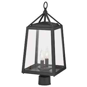 Blakeley Transitional 2-Light Black Outdoor Post Mount Lantern with Beveled Glass