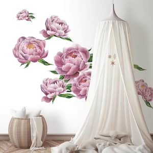 Pink, Green Large Peony Peel And Stick Giant Wall Decals