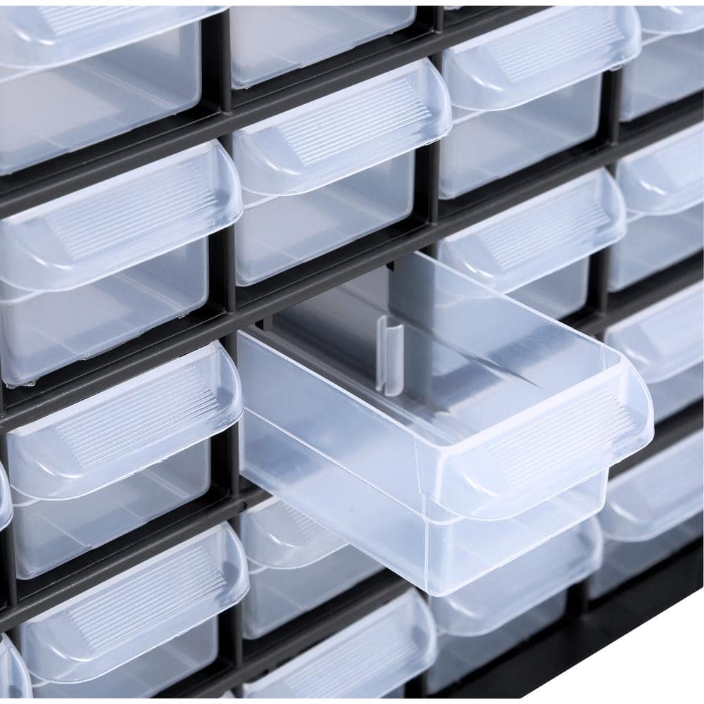 Black 64-Drawer Stackable Plastic Storage Cabinet