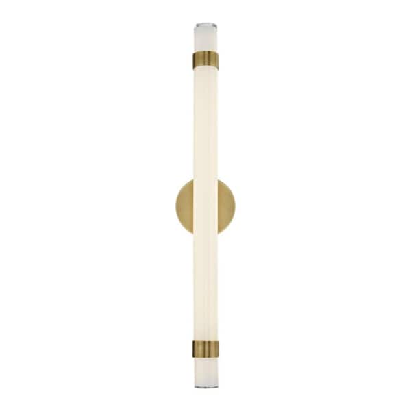 ALORA Madison 30-in 1 Light 24-Watt Vintage Brass/Glossy Opal Integrated LED Vanity Light