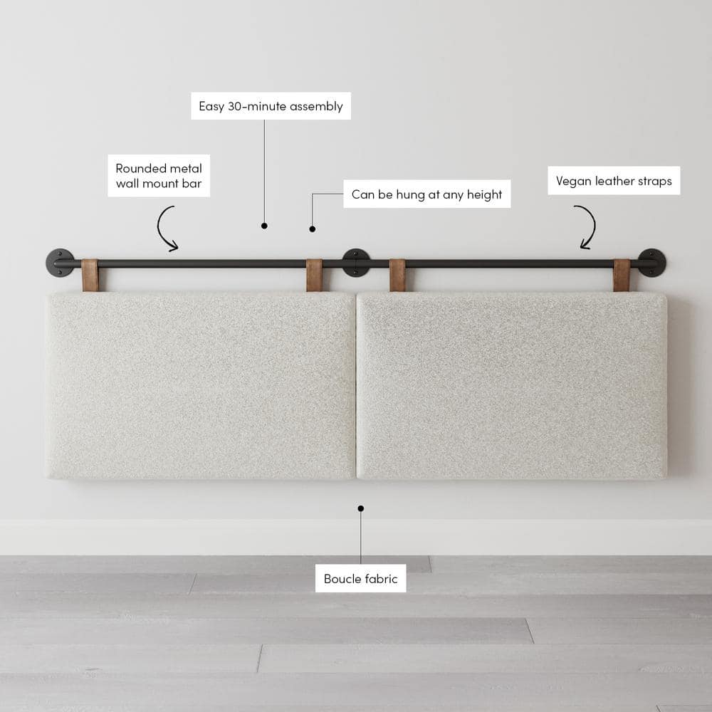 Charlie King Upholstered Wall Mount Headboard with Leather Straps