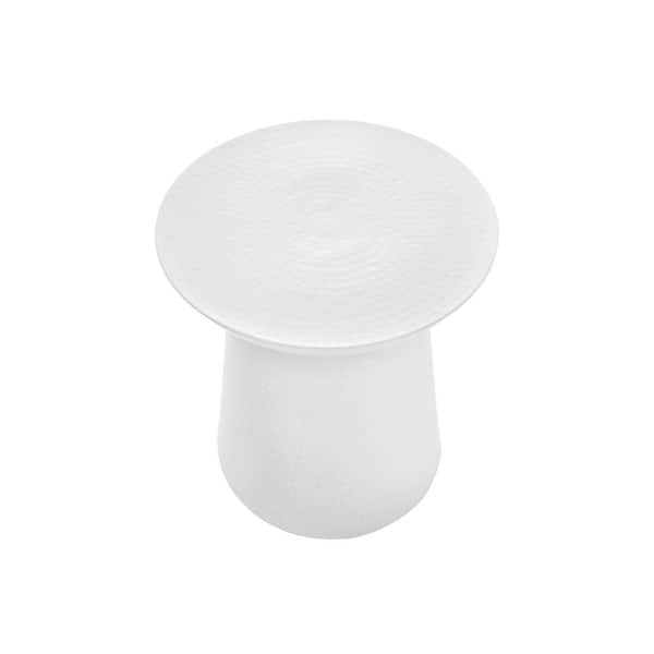 Unbranded 20 in. White Round Metal End Table