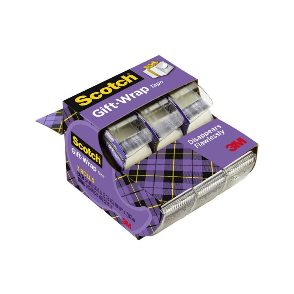 Scotch® Satin Gift-Wrap Tape, 3/4 x 600, Clear, Pack Of 2 Rolls