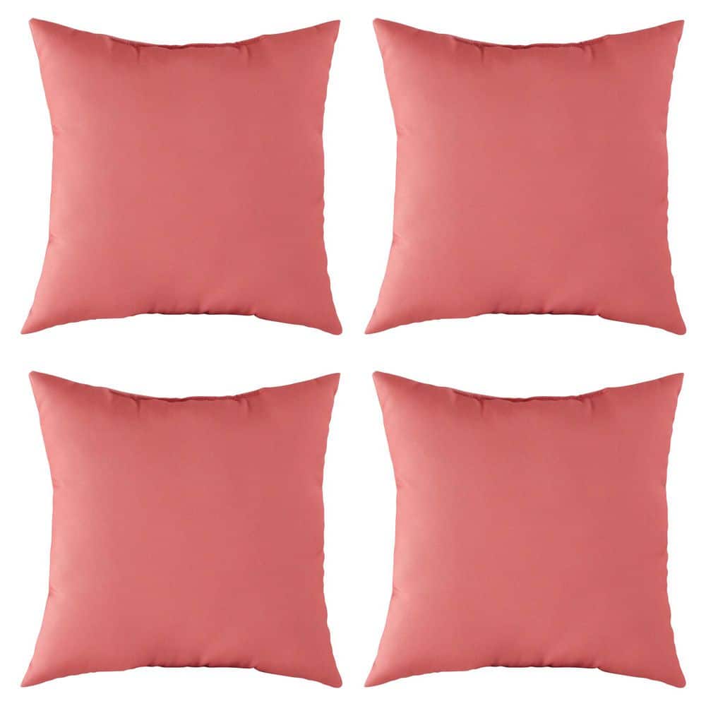 Solid Coral Square Outdoor Throw Pillow (4-Pack) price history on PriceWatchPro