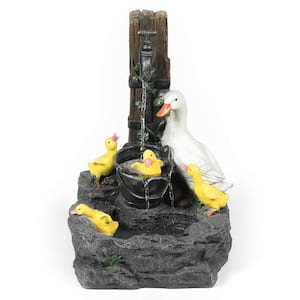 Polyresin Duck Family Bath Patio Cascade Fountain