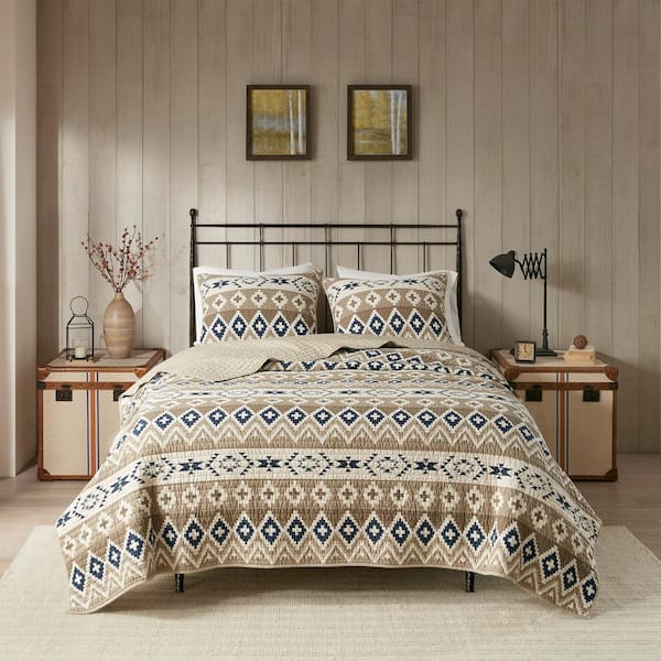 Woolrich Montana 3-Piece Tan Cotton Percale King/Cal King Printed Oversized Mini Quilt Set