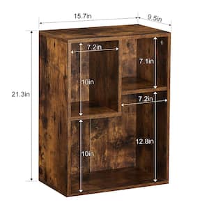 Bookshelf, Bookcase with 3-Open Adjustable Storage Cubes, Floor Standing Unit, Side Table Bookcase, Brown