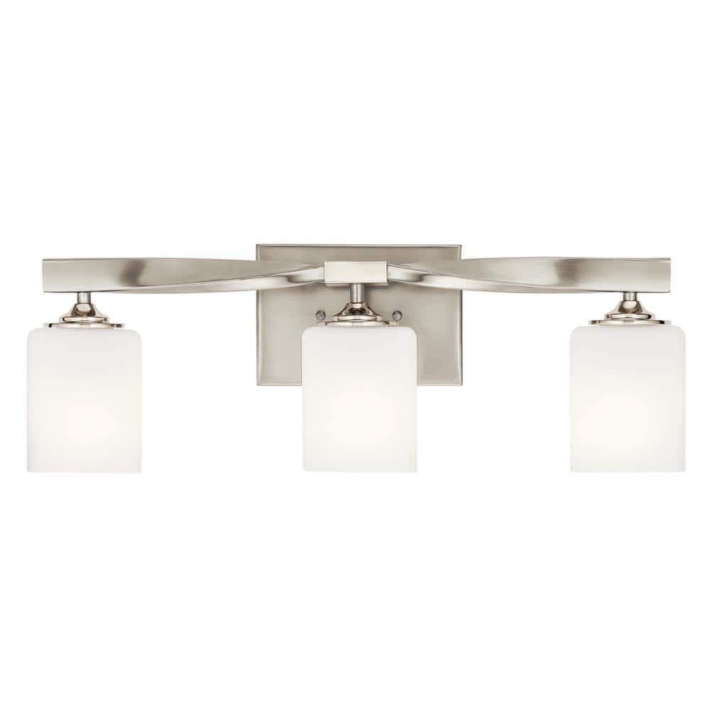 Champagne Finish 3-Light Vanity with Satin Etched Glass