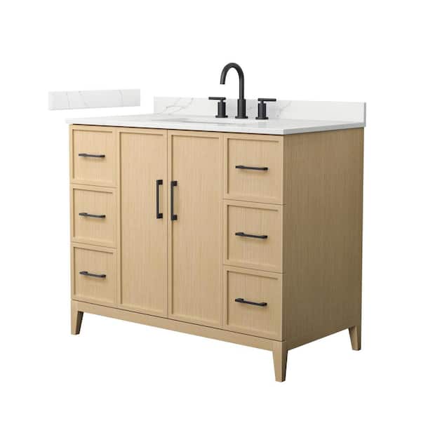 Wyndham Collection Elan 42 in. W x 22 in. D x 35 in. H Single Bath Vanity in White Oak with Giotto Quartz Top