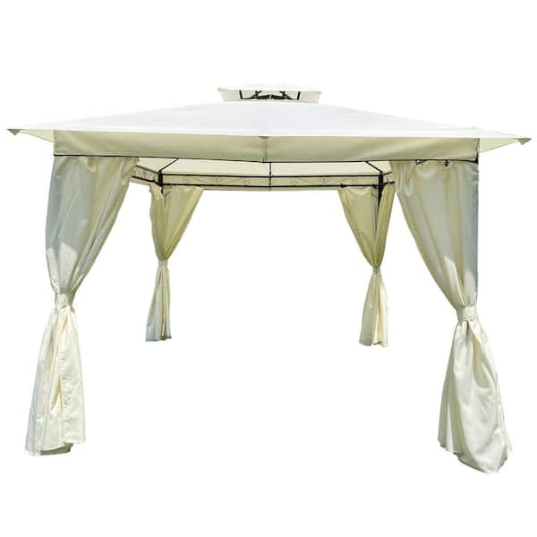 Unbranded 10 ft. x 10 ft. Beige Outdoor Patio Gazebo Canopy Tent with Curtains and Waterproof