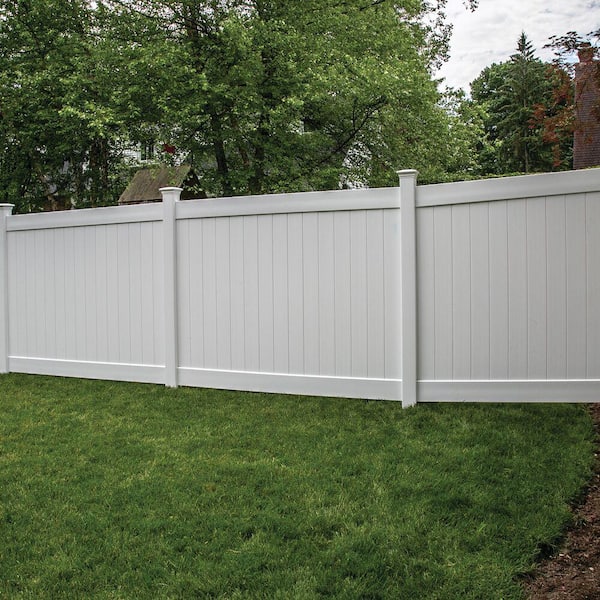 Acadia 6 ft. H x 8 ft. W White Privacy Vinyl Fence Panel (Unassembled)