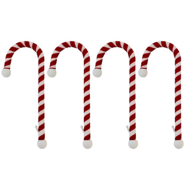 Haute Decor 9 in. Steel Core Red and White Candy Cane Stocking Holder (4-Pack)