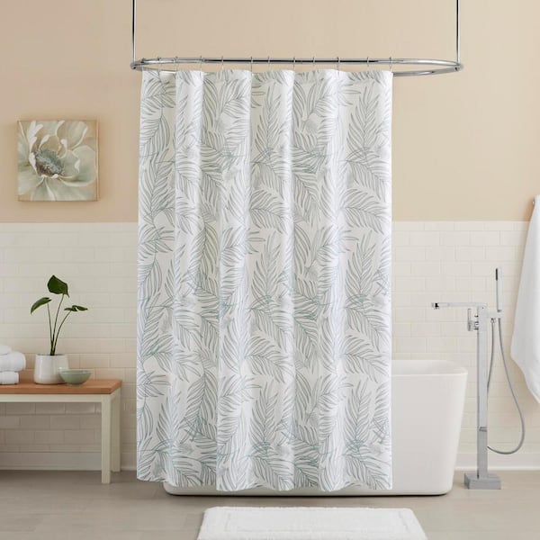 Stylewell Sea Breeze Green And White Botanical Shower Curtain Yys 21 34 The