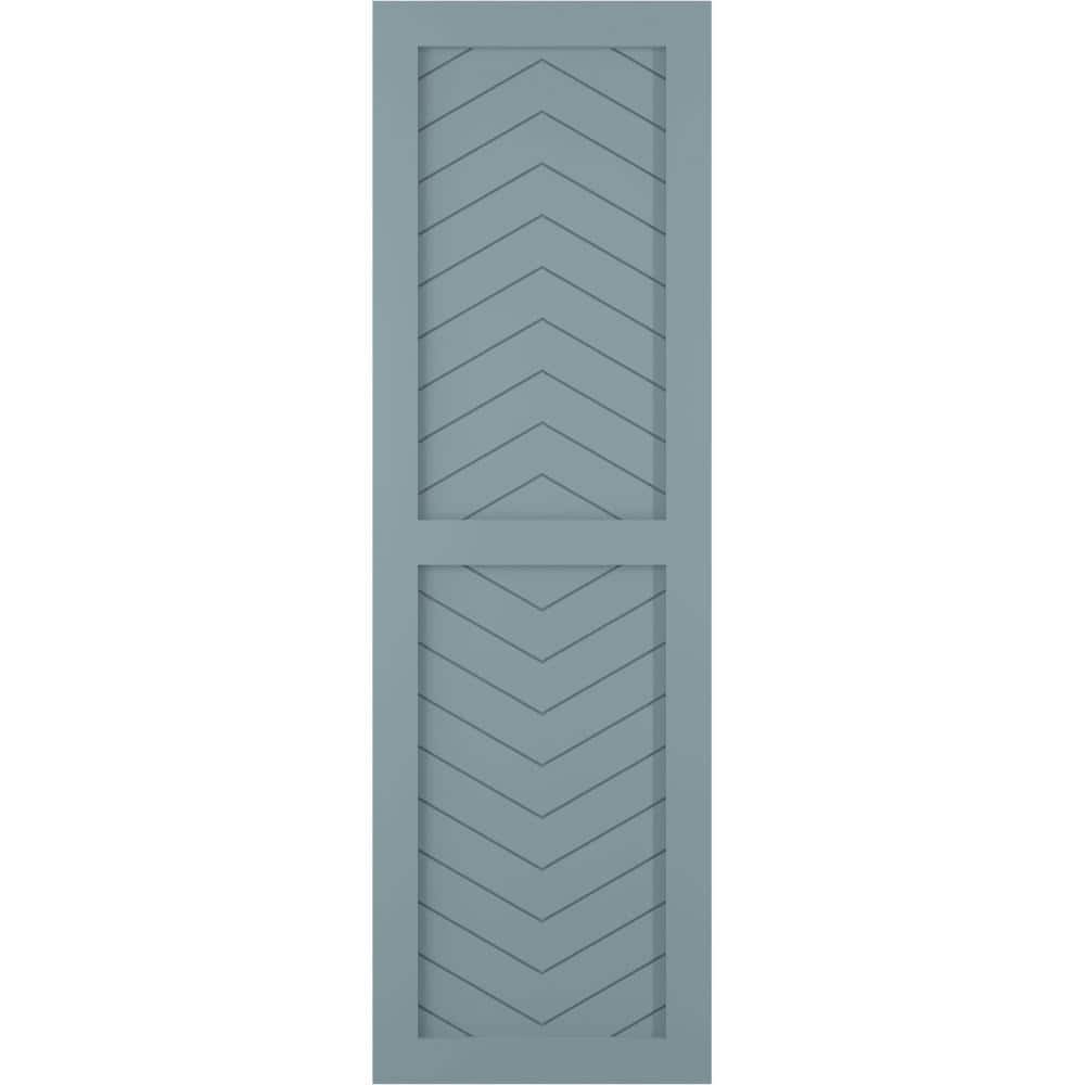 12 in. x 70 in. Flat Panel True Fit PVC Two Panel Chevron Modern Style Fixed Mount Shutters Pair in Peaceful Blue price history on PriceWatchPro