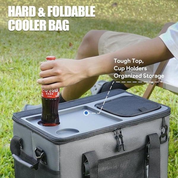Misopily 42 qt. Soft and Hard Shell Cooler Bag with Cup Holders