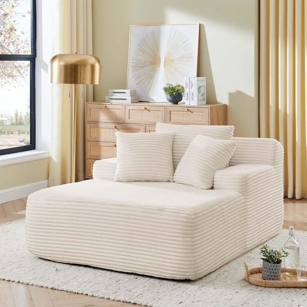 Unbranded 50 in. Beige Velvet Modern Twin Size Sofa Bed Single Lazy Sofa Lounge Chair Comfy Reading Chair, No Assembly Required