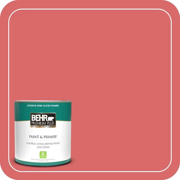 BEHR PREMIUM PLUS 1 qt. #160B-6 Coral Expression Semi-Gloss Enamel Low Odor Interior Paint & Primer