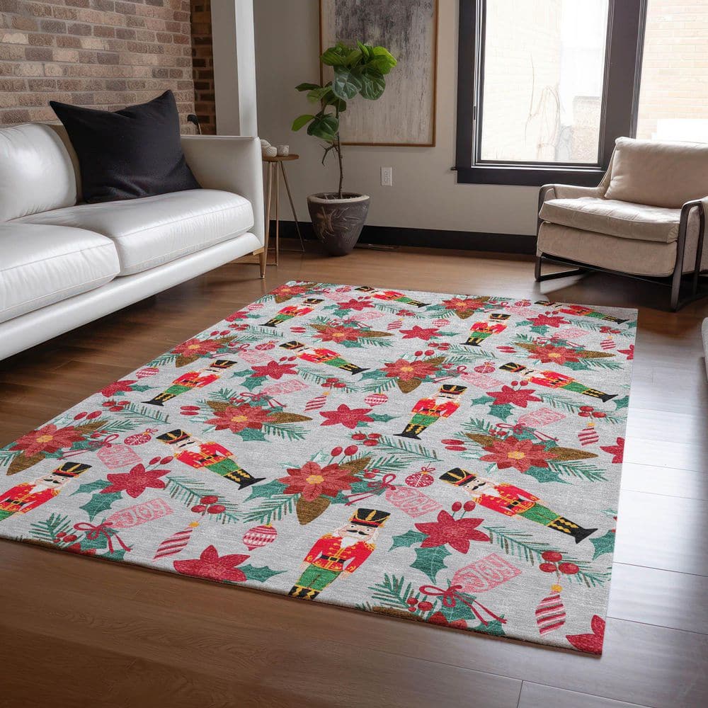 Chantille Machine Washable Indoor/Outdoor Abstract ACN1822 Silver 5 ft. x 7 ft. 6 in. Area Rug price history on PriceWatchPro