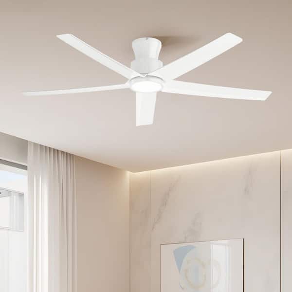 W5 Series 52 in. Indoor White LED Ceiling Fan with Light and Remote, Reversible Quiet DC Motor, 3-Color Light Kit