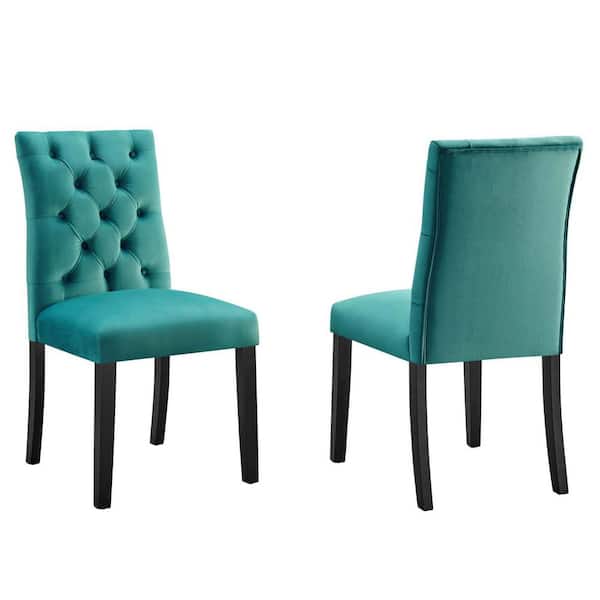MODWAY Duchess Teal Performance Velvet Dining Side Chairs (Set of 2)