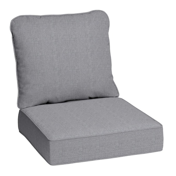 Hampton Bay 24 in. W x 24 in. D Cushionguard Deep Seat Universal Outdoor Cushion in Stone Gray