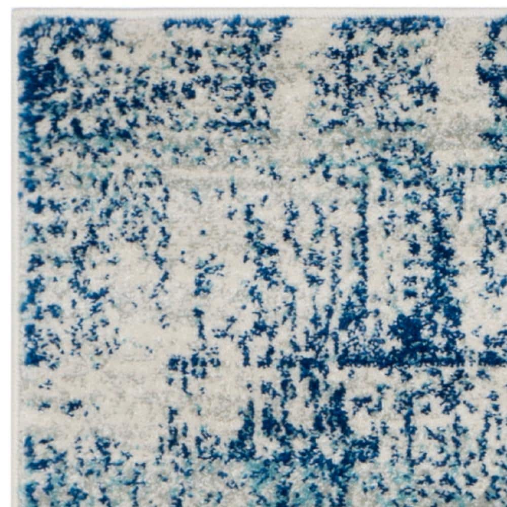 Ivory Blue Elegance 2'2" x 5' Synthetic Easy-Care Runner Rug