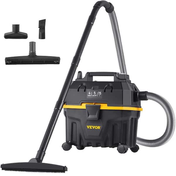 Wet Dry Vac 5 Peak HP 4 Gallon, 3 in 1 Shop Vacuum with Blowing Function Black