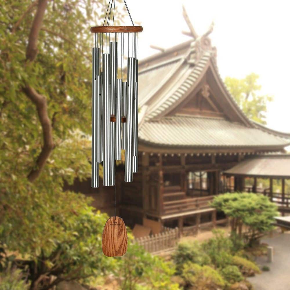 Butterfly's Farewell Silver Wind Chime with Teak Finish