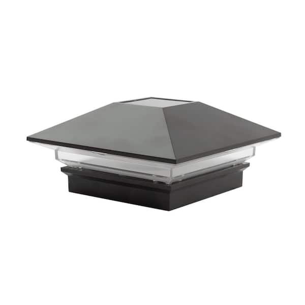 Classic 4 in. x 4 in. Pewter Plastic Solar Post Cap (2-Pack)