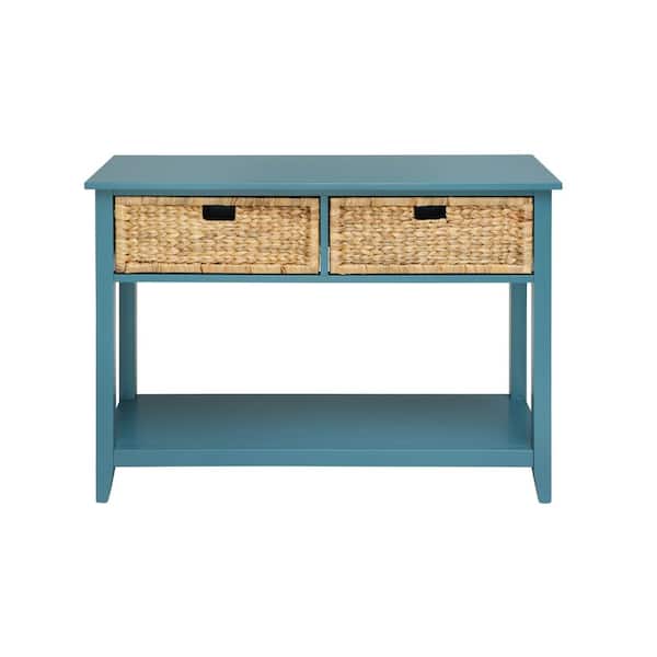 Acme Furniture Flavius 44 in. Teal Rectangle Wood Console Table with Storage