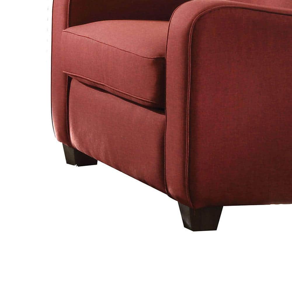 Cleavon II Modern Red Linen Chaise with Wood Grain Legs