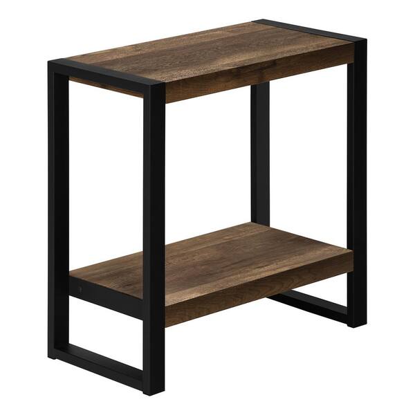 Unbranded 12 in. Brown Rectangular MDF End Table Bottom Shelf