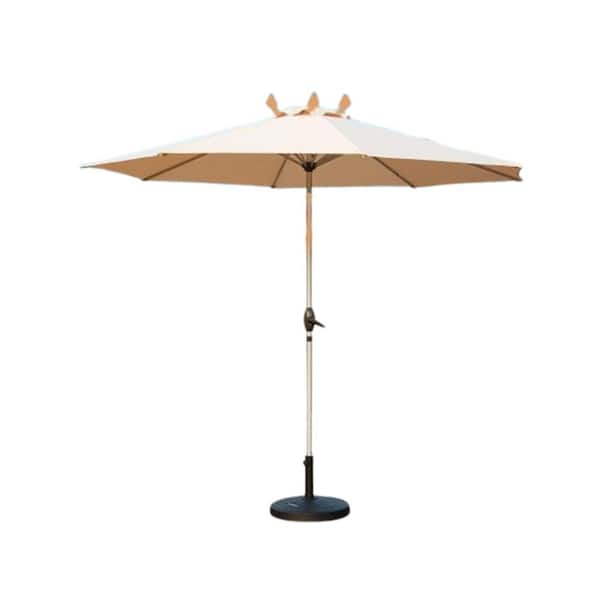 Misopily 9 ft. Aluminum Outdoor Market Patio Umbrella with Push Button Tilt, Crank and 8 Sturdy Ribs in Beige