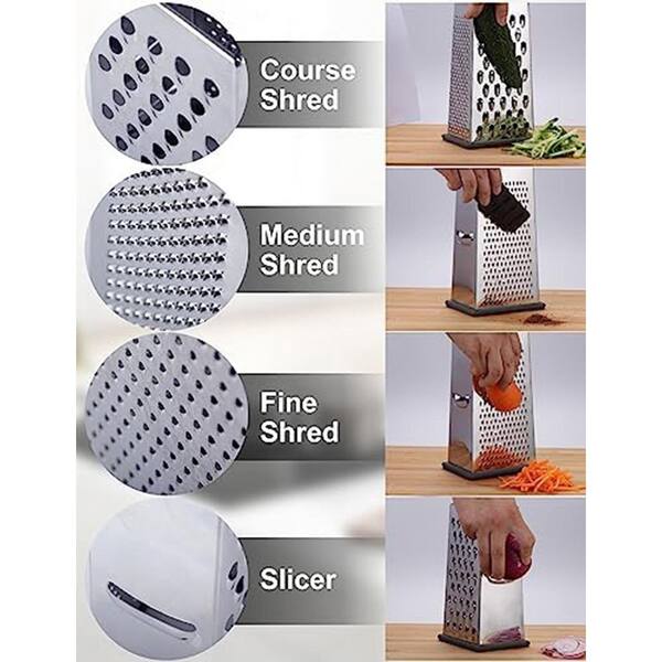 Lynzavix 4-Sided Stainless Steel Box Cheese Grater Silver Food