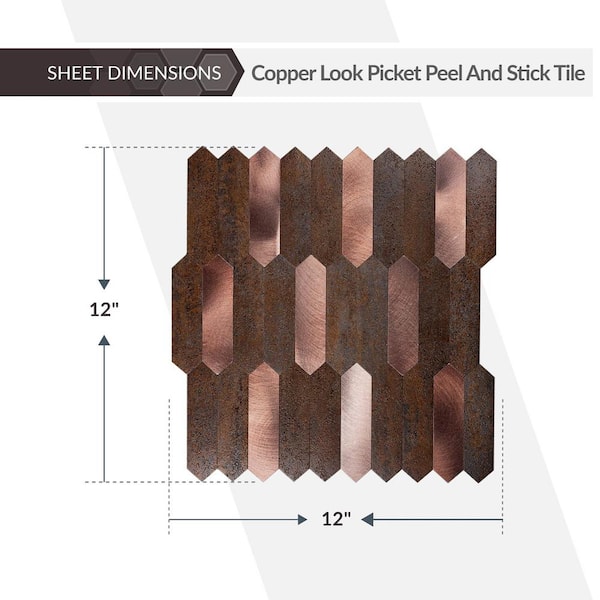 Main Street 8 in x 8 in Patina Copper Foil Peel and Stick Paper Tile  Backsplash (24-Pack) MSWT033627-24 - The Home Depot