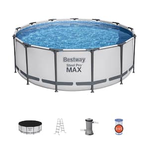 Pro MAX 13 ft. Round 48 in. Deep Steel Above Ground Swimming Pool with Pump & Cover
