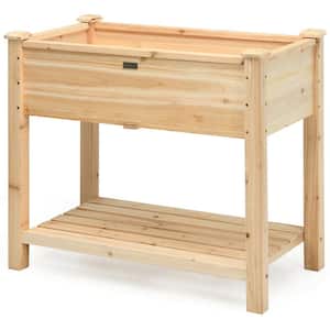 34 in. x 18 in. x 30 in. Natural Wood Raised Garden Bed Elevated Planter Box Stand for Vegetable Flower