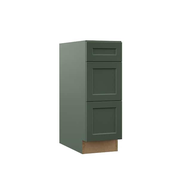 Hampton Bay Designer Series Melvern 12 in. W 21 in. D 34.5 in. H Assembled Shaker Drawer Base Bath Kitchen Cabinet in Forest