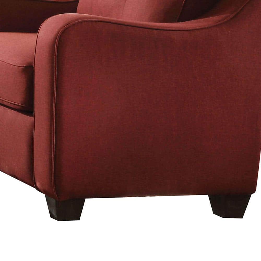 Cleavon II Modern Red Linen Chaise with Wood Grain Legs