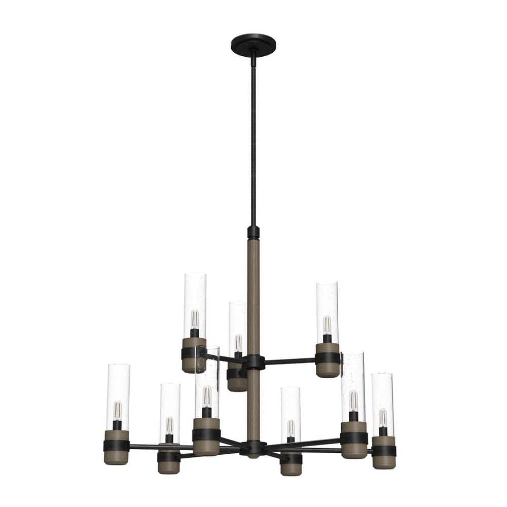 Rustic Iron 30" Two-Tier 9-Light Chandelier