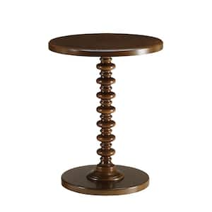 Acton 17 in. Walnut Round Wood End Table with Pedestal