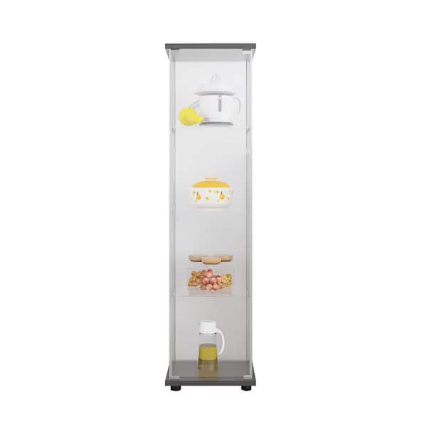 OLUMAT 4-Shelf Black Pantry Organizers with 1-Glass Door