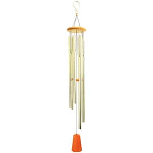 56 in. Wood Top Silver Color Aluminum Tube Tuned Wind Chime