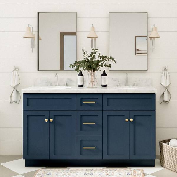 ARIEL Hamlet 61 in. W x 22 in. D x 36 in. H Vanity in Midnight Blue ...