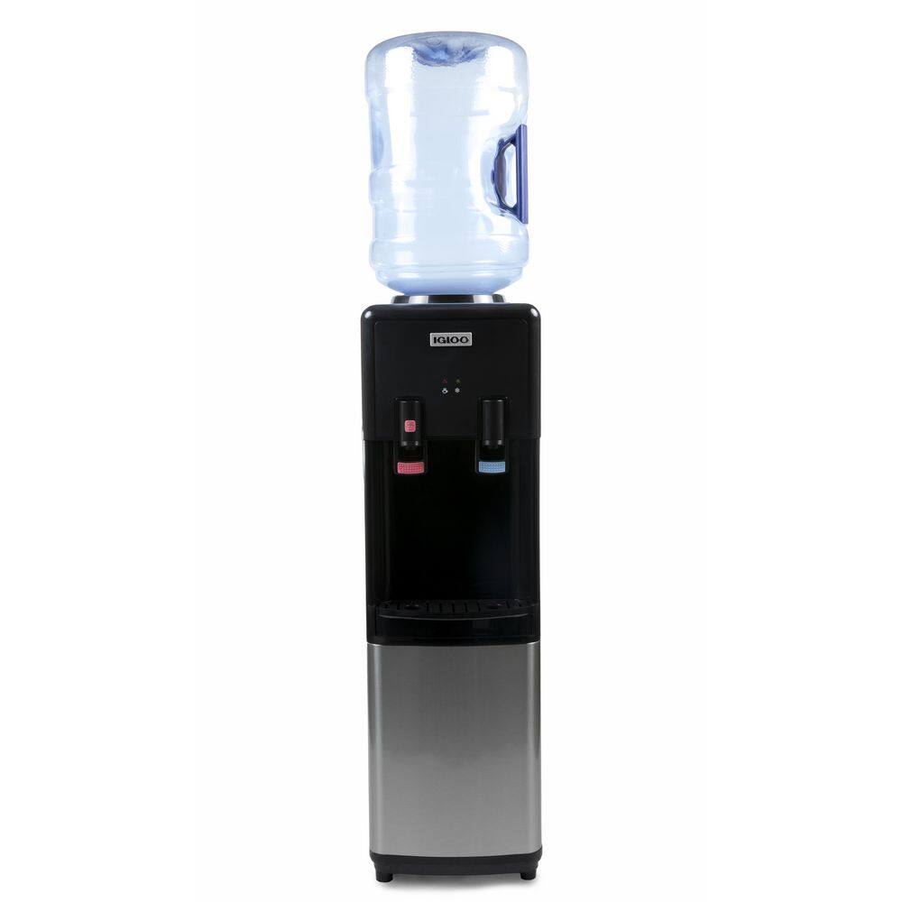 Black Freestanding Top Loading Hot and Cold Water Dispenser